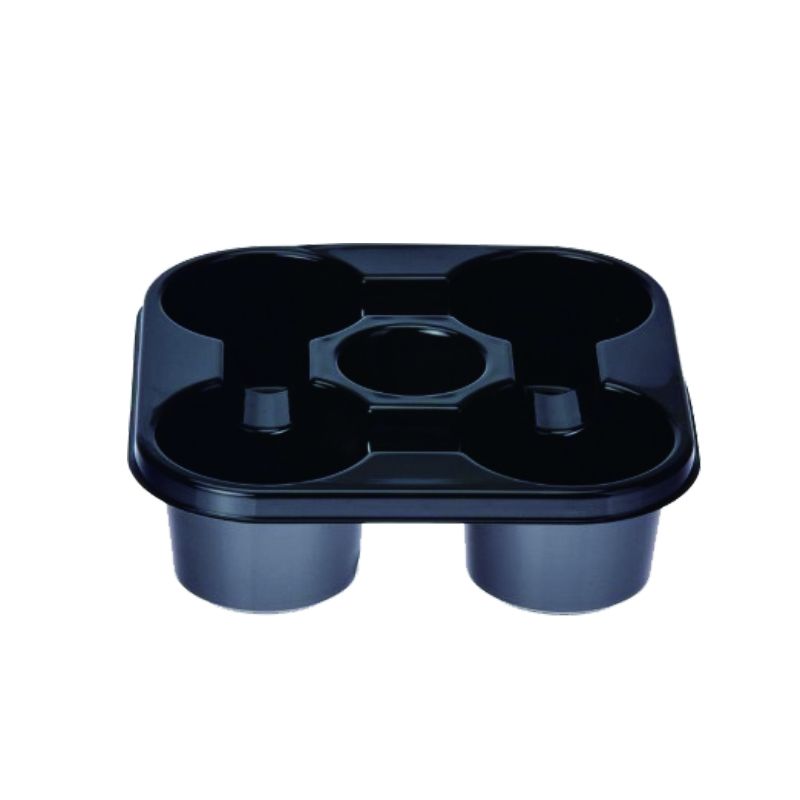 Black PET 4 Cup Carry Tray 200/ctn
