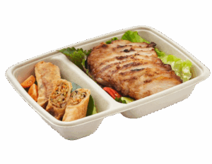 Sabert 2 Compartment Rectangle Tray - 6x9"