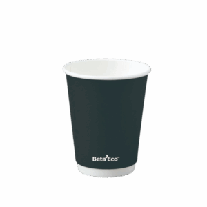 12oz Double Wall Coffee Cup - Black 90mm