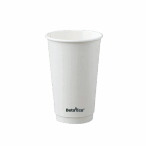 16oz Double Wall Coffee Cup - White 90mm